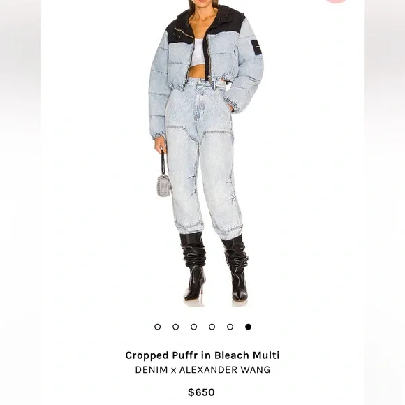 Alexander Wang Denim Cropped Puffer - Picture 2 of 16